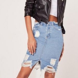 Misguided Distressed Jean Skirt
